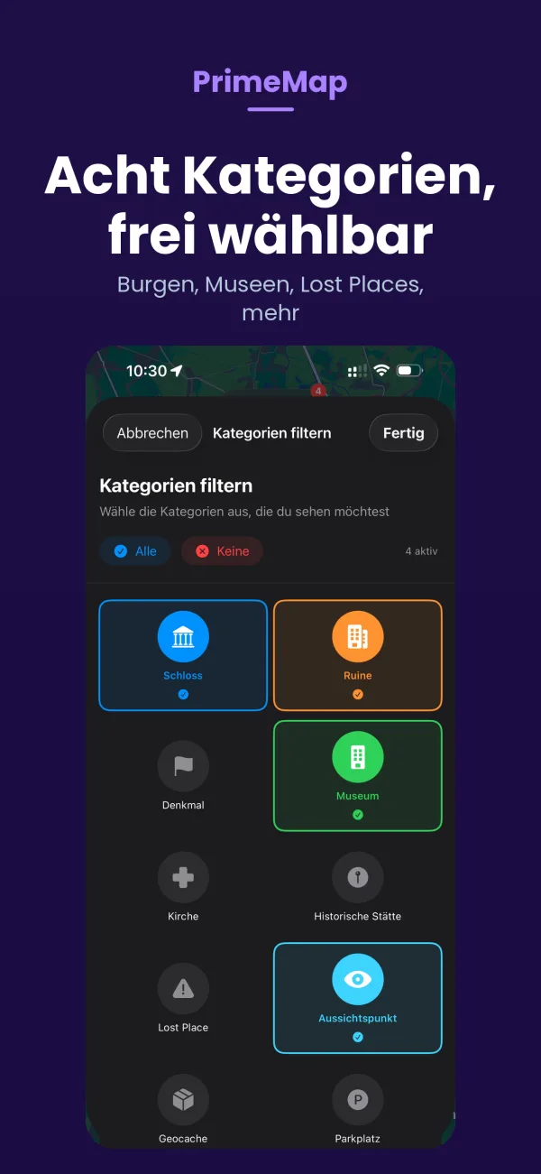PrimeMap Listen-Ansicht – Sehenswürdigkeiten in der Nähe