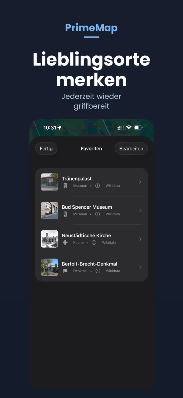PrimeMap Einstellungen – 13 Sprachen, AR, Apple Watch