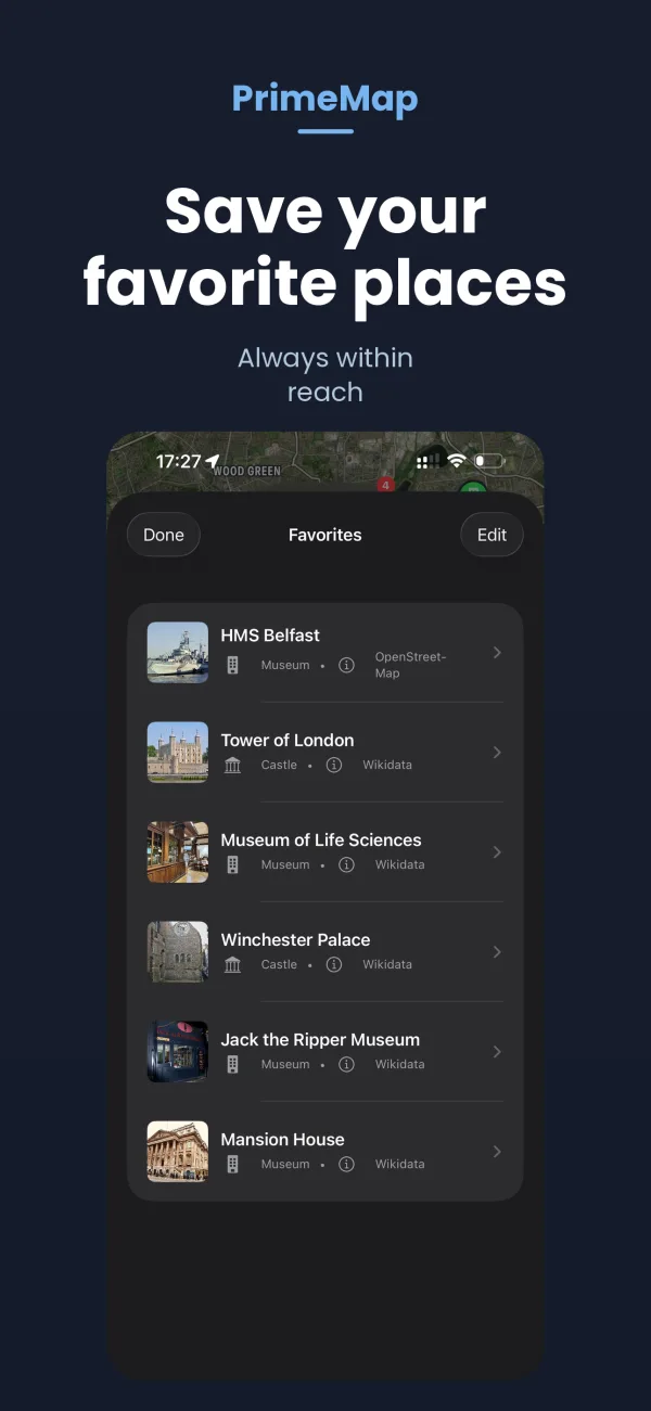 PrimeMap settings – 13 languages, AR, Apple Watch